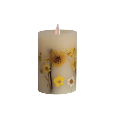 Creative Co-op LED Floral Daisy 5in Flameless Candle Scented Candle-image
