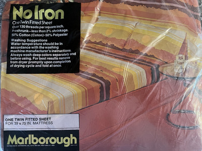 Vintage Marlborough Twin Fitted Sheet W/2 Pillowcases Mesa Desert Canyon Sunset-image