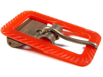 Vintage Mid-Century Fashion Jewel Belt Buckle in Translucent Orange-image