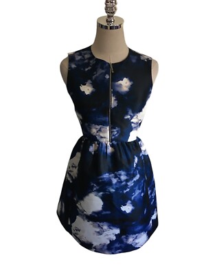 Kate Spade Mini Dress Women's Size 0 Blue White Joss Dusk Cloud Fit Flare-image