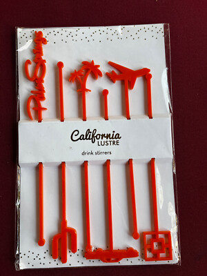 MCM Bareware California Lustre Orange Retro Swizzle Stir Sticks Palm Springs CA-image