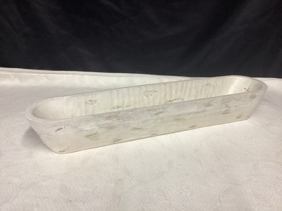 Creative Co-Op Decorative Rough Hewn Faux Wood Long 23.5” X 5” Bowl, White-image