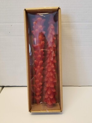 Creative Co-Op Unscented Christmas Red Tall Pine Tree Taper Candles Set of 2-image