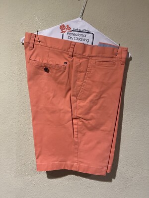 Tommy Hilfiger Men Casual Chino Shorts Mid Rise Pocket Orange Cotton Blend 34 M1-image