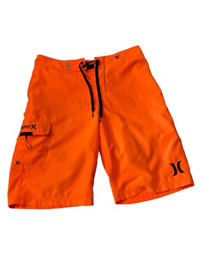 Hurley Mens Orange Flat Front Drawstring Board Short Size 30-image