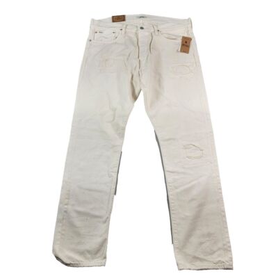 Polo Ralph Lauren Distressed Jean Men 36 x 32 White Sullivan Slim Fit Denim $198-image