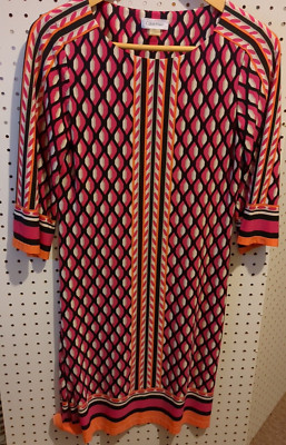 Calvin Klein Dress Small Orange Pink Black Geometric-image