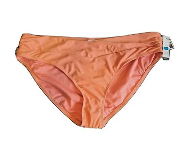 Womens Bikini Bottom Sz 2x Orange Mid Rise Tags Time & Tru-image