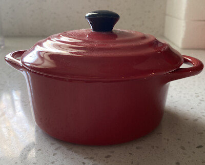 Creative Co-op Stoneware Mini Baker Red W/Lid Individual Soup Or Casserole-image