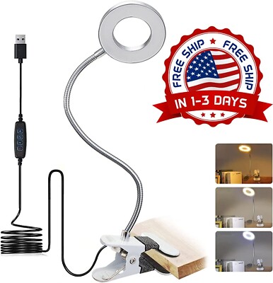 Lampara de Escritorio Y Mesa LED Luz, Clip en lámpara Luz cálida y blanca,Blanco-image