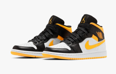 Air Jordan 1 SE Mid White Laser Orange Yellow CV5276-107 Women's 11=Men's 9.5-image
