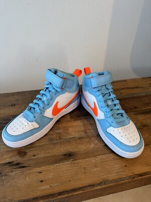 Nike Kid's Court Borough 2 Mid Top Sneaker Blue Orange Size 6.5-image