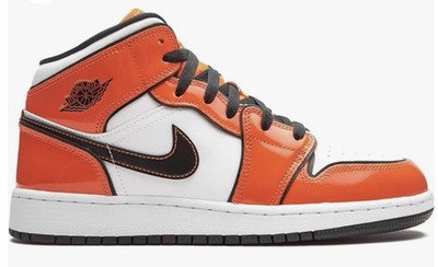 NEW Jordan 1 Mid SE Turf Orange Patent OKC Thunder Retro BQ6931-802 Size 4-image