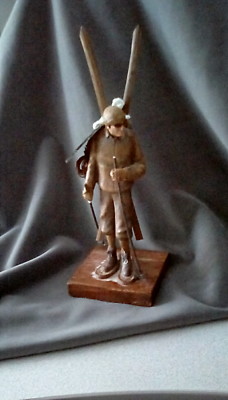  Creative Co-Op Resin Vintage Reproduction of Skier figure w/ snowshoes  NWT-image