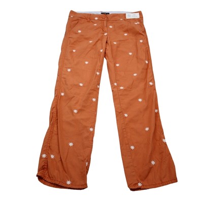 Tommy Hilfiger Pants Womens 6 Orange Embroidered Mid Rise Straight WideLeg Chino-image