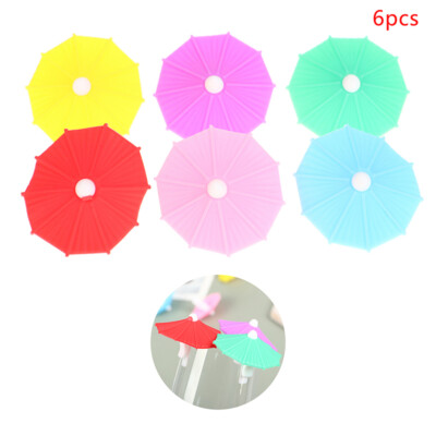 6Pcs/Set Wine Glass Creative Silicone Umbrella Drink Glass For Bar Random Co:JO-image