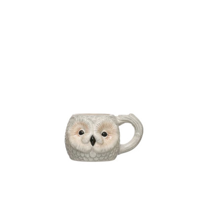 Creative Co-op Owl Dolomite Animal Head Mug Novelty Mug-image