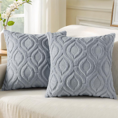 Decorative Throw Pillow Covers 18X18, Soft Plush Faux Wool Couch Pillow Covers f-image