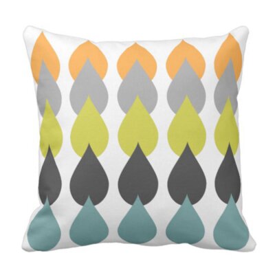 Throw Pillow Cover Green Grey Retro Orange Chartreuse Yellow Gray Mid Decorat...-image