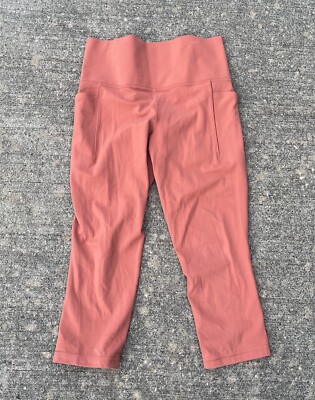 Athleta Salutation Stash Pocket Tight Legging Mid Rise Pink Orange Womens Size M-image