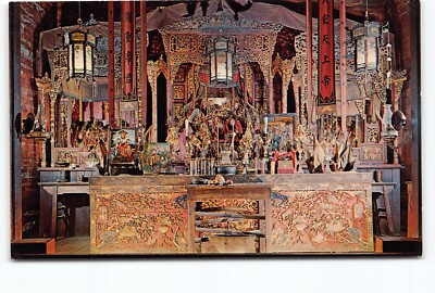 Interior Chinese Joss House Weaverville California CA Chrome Postcard Unposted-image