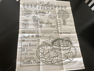 Large Tea Towel with Salsa Recipe and Graphics by Creative Co-Op-image