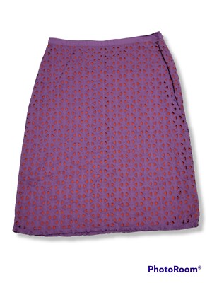 Boden Purple Orange A-Line Mid Length Skirt - Size 4 Regular-image