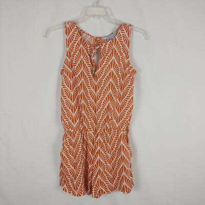 Escapada Living Sleeveless Joss Romper In White/Burnt Orange Kauai Women's XS-image