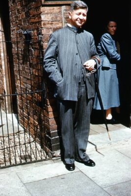 Kodak Slide 1950s Orange Border Kodachrome Man in Pinstripe Suit-image