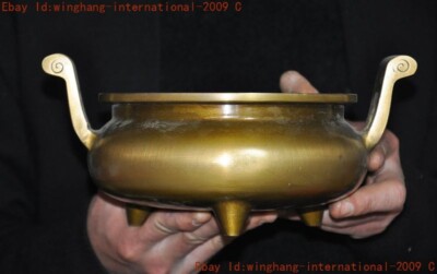 Mark China Buddhism temple bronze  joss Incense burner Censer statue-image