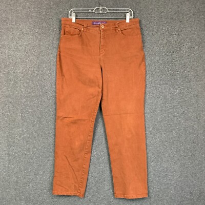 Gloria Vanderbilt Amanda Jeans 10 Womens Tapered Mid Rise 33x28 Orange Denim-image