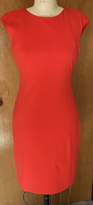 red/orange gold zip back sleeveless knit dress size 2-image
