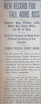 1910 Sports Page - Cleveland Naps Addie Joss Pitches 2nd No Hitter-image