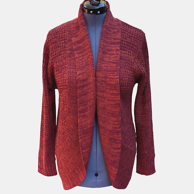 CAREN SPORT Burnt Orange Magenta Cardigan Sweater Coat Women Size 1X Mid-Length-image