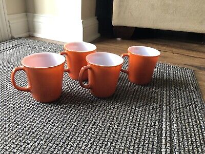 Pyrex vtg orange coffee mugs. Set Of 4-image