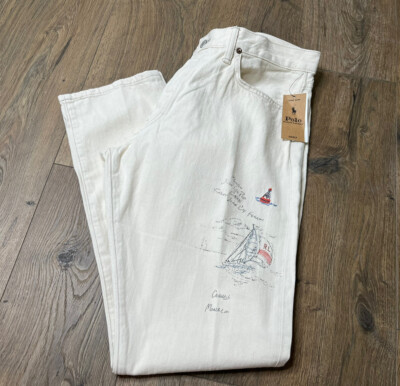 Polo Ralph Lauren Mens Ivory Sullivan Slim Sailing Yacht Denim Jeans 36x32 NWT-image