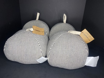 Set Of 4 Creative Co-Op Door Stoppers Stone/Cotton-filled Black White Cotton NWT-image