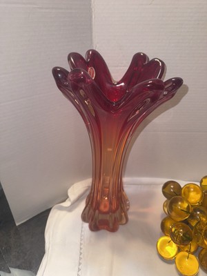 Vintage Murano Sommerso Red Orange Vase-image