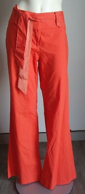 ✔BEBE pants orange flare fit awesome size 2, with long belt -image