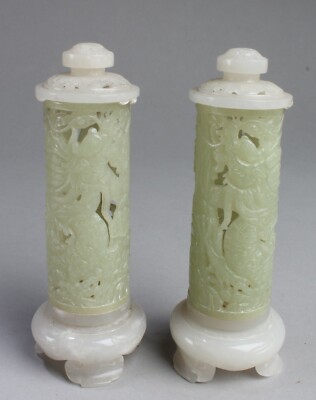 A Pair of Chinese Jade Joss Stick Holder-image