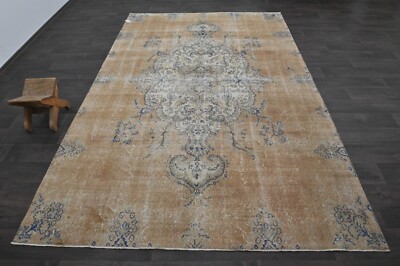 Oushak Turkish Vintage Rug 6x10 Kilim Rug Anatolian Handmade Boho Decor ORANGE-image