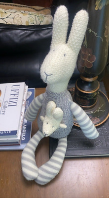 Creative Co-op Kangaroo & Joey Crocheted Knit Plush Baby Toy-Gray/White-17