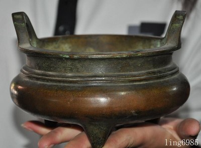 Mark China Buddhism temple bronze “宣德年制”Joss Incense burner Censer statue-image