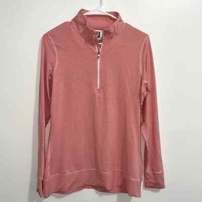 FootJoy Half-Zip Orange White Stripe Long Sleeve Mid-Layer Women Medium-image