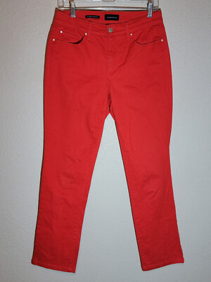 charter club lexington jeans womens size 4 straight stretch mid rise red orange-image