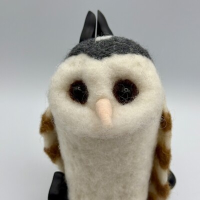 Wool Felt Owl / Bird / Creative co-op / Soft Sculpture / 3”x3”x6” / Cream-image