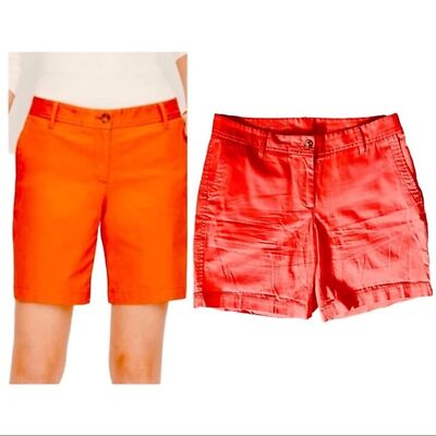 TALBOTS Relaxed Bermuda Shorts Coral Orange Chino Cotton Stretch Mid Rise 4-image