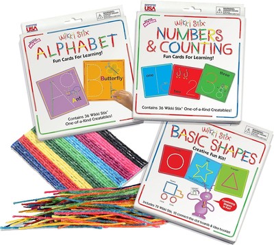 Wikki Stix Early Learning Trio, Alphabet, Medium, red, purple, green, blue -image