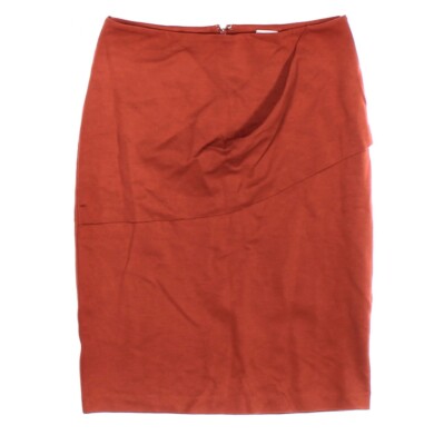 Cabi size 6 Straight Skirt Orange Stretch Knee Length Zipper Casual-image