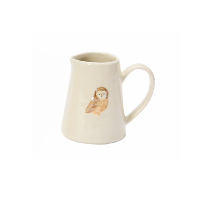 Creative Co-op Owl Stoneware Hand Painted Creamer-image
